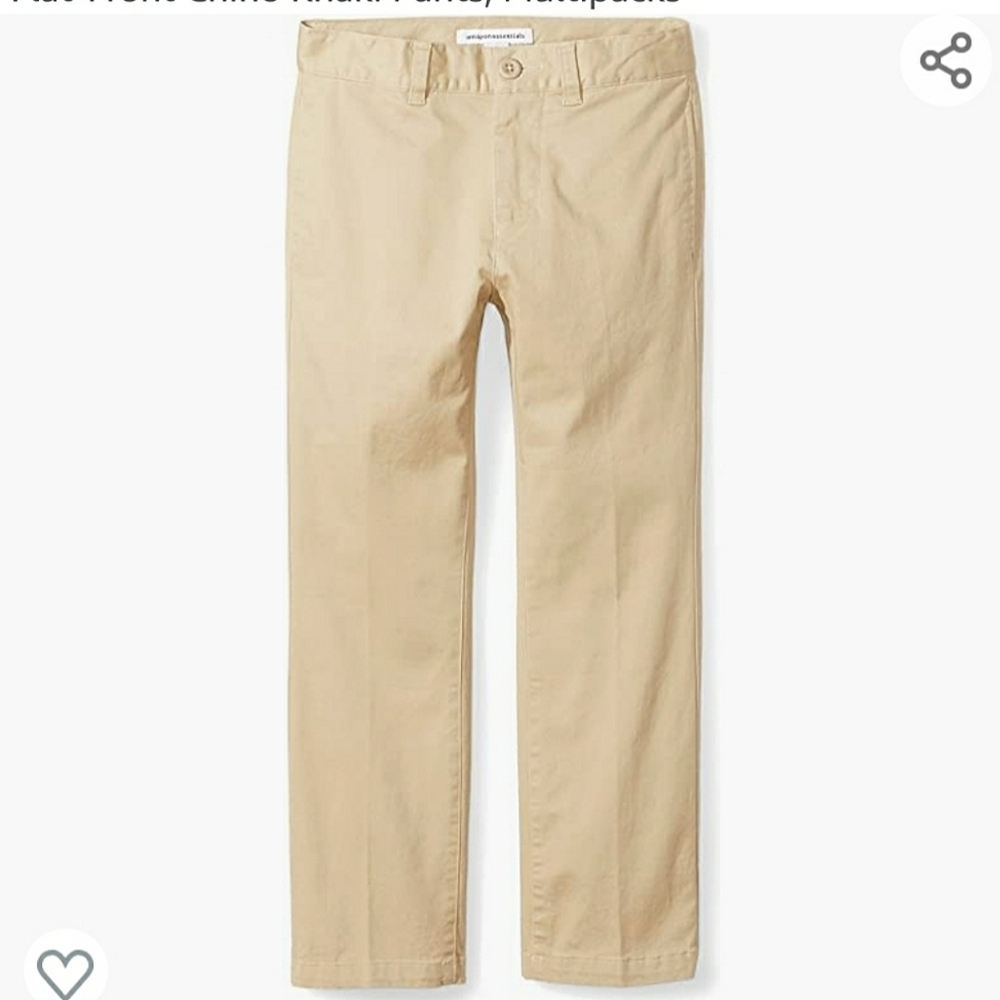 Amazon Essentials Uniform Straight-Fit Flat-Front Chino Khaki Brown Size 10